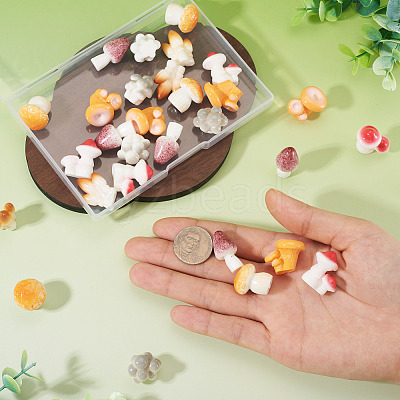 30Pcs 6 Colors Mushroom Themes Resin Display Decorations DJEW-TA0001-27-1