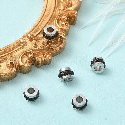 201 Stainless Steel Polymer Clay Rhinestone Inlaid Beads RB-YW0001-11B-1