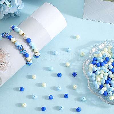 500Pcs Rubberized Style Imitated Silicone Acrylic Beads OACR-SP0001-33D-1