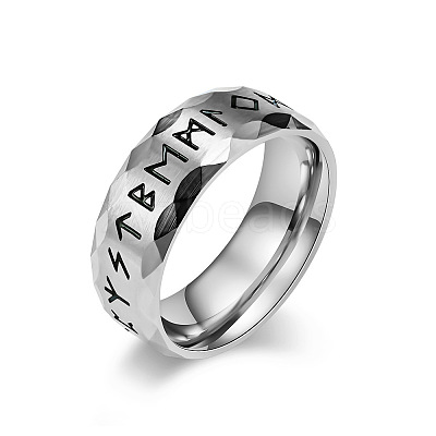 Viking Word Pattern 304 Stainless Steel Finger Rings for Men FS-WG08DAB-01-1