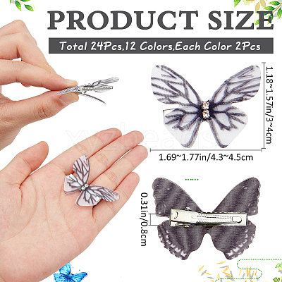 24Pcs 2Bags Cloth Butterfly Alligator Hair Clip FIND-CP0002-49A-1