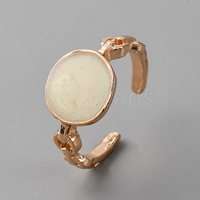 3Pcs Oval Alloy Enamel Adjustable Cuff Rings Sets for Women RJEW-WH0011-40KCG-1