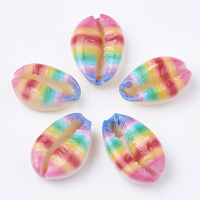 Printed Natural Cowrie Shell Beads X-SHEL-S274-27F-1