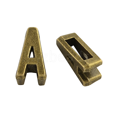 Tibetan Style Alloy Letter Slide Charms X-TIBEB-Q055-01AB-NR-1