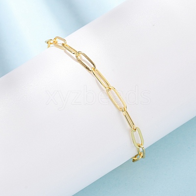 Brass Paperclip Chains Bracelets for Women BJEW-C140-24G-1