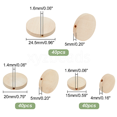 120Pcs 3 Styles Wooden Beads WOOD-PH0009-49-1