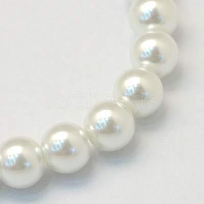 Baking Paint Pearlized Glass Pearl Round Bead Strands X-HY-Q330-8mm-01-1