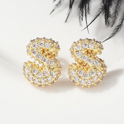 Brass Micro Pave Cubic Zirconia Stud Earrings EJEW-Z091-04G-S-1