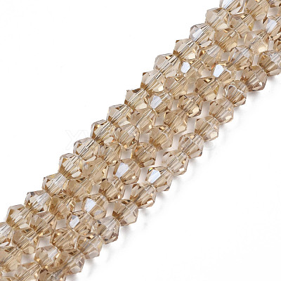 Electroplate Transparent Glass Beads Strands EGLA-Q026-016E-1
