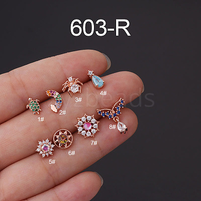 316L Surgical Stainless Steel Micro Pave Cubic Zirconia Cartilage Earrings WG7DF17-15-1