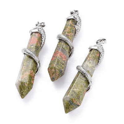 Natural Unakite Big Pointed Pendants G-F696-B06-1