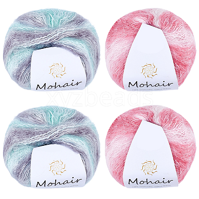 4 Skeins 2 Colors Segment Dyed Mohair Yarn OCOR-CY0002-51A-1