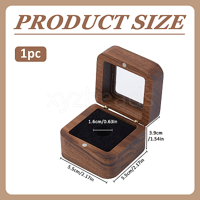 Black Walnut Wood Badge Packing Magnetic Boxes with Acrylic Visible Window Lid CON-WH0095-239B-01-1