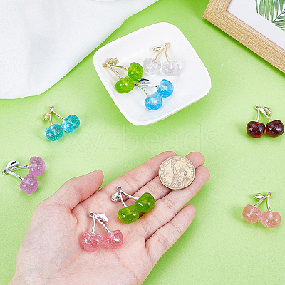 9Pcs 9 Colors Transparent Resin Pendants FIND-PH0026-92-1