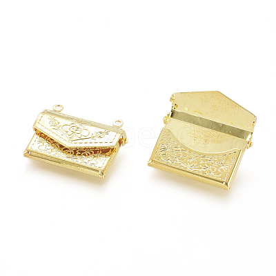 Brass Locket Pendants X-KK-G386-11G-1