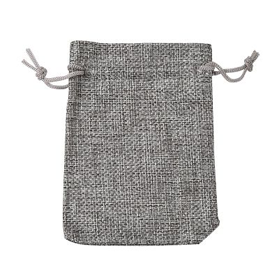 Polyester Imitation Burlap Packing Pouches Drawstring Bags ABAG-R005-9x12-04-1