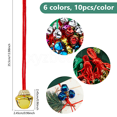 60Pcs 6 Colors Iron Bell Pendant Decorations AJEW-ME0002-50-1