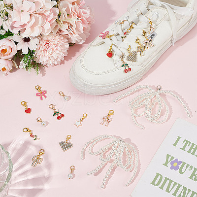 10 Styles Alloy Enamel/Rhinestone/Resin Imitation Pearl Shoe Charms AJEW-OC0015-30-1