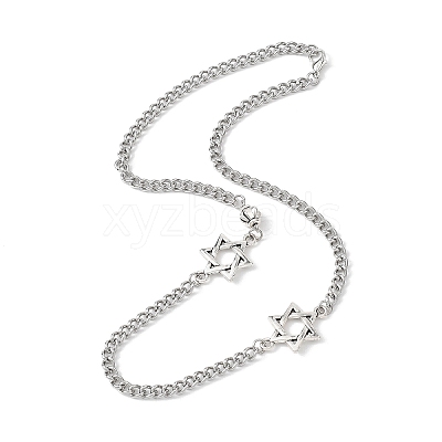 304 Stainless Steel Star of David Link Chain Necklaces NJEW-JN05658-1