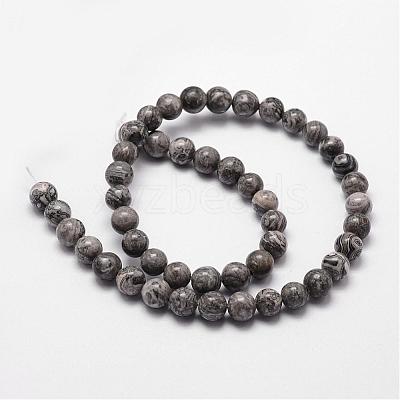Natural Map Stone/Picasso Stone/Picasso Jasper Bead Strands G-D840-60-4mm-1