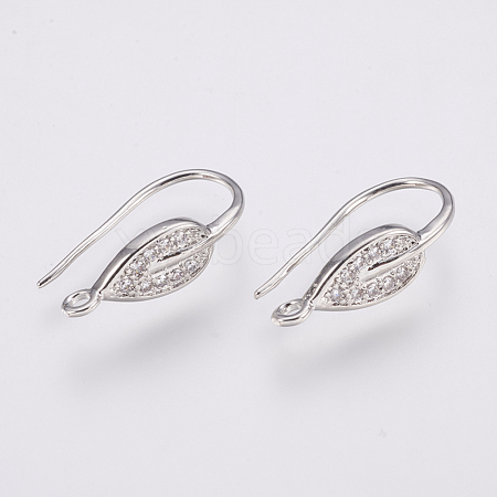 Brass Micro Pave Cubic Zirconia Earring Hooks ZIRC-K075-38P-1