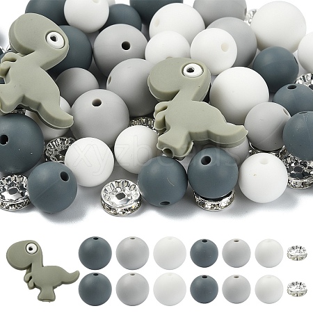 47Pcs 7 Styles Cartoon Silicone Beads FIND-YW0010-39D-1