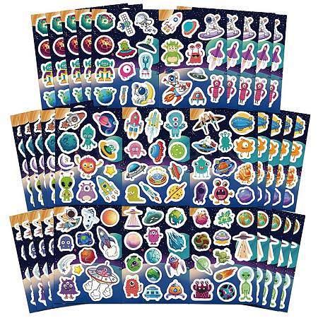 50Pcs PVC Waterproof Self Adhesive Space Stickers Labels AJEW-R002-03A-1