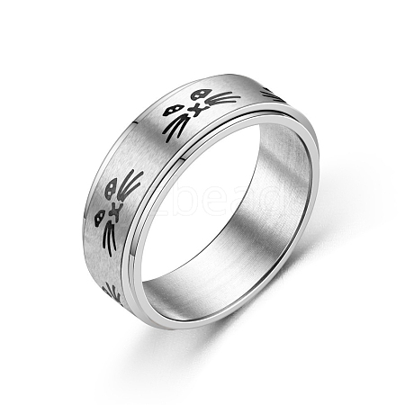 Rotating Titanium Steel Anxiety Relief Rings for Women Men PW-WG4928D-14-1