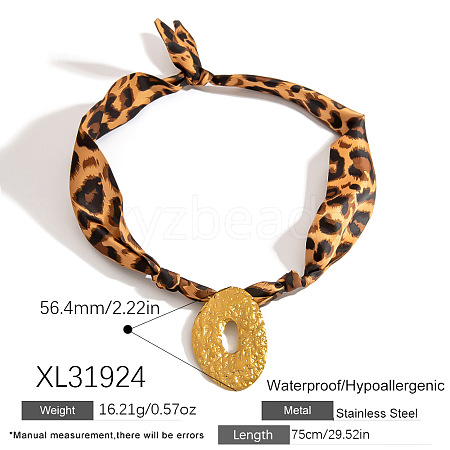 304 Stainless Steel Pendant Printed Scarf Necklaces FS-WGD2FA8-22-1