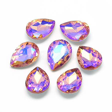 Pointed Back Glass Rhinestone Cabochons RGLA-T017-10x14mm-04-1