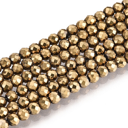 Electroplate Glass Beads Strands X-GLAA-H021-01B-FP07-1