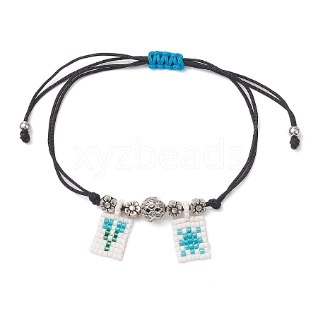 Alloy & Brass Beads Braided Bracelets BJEW-MZ00075-03-1