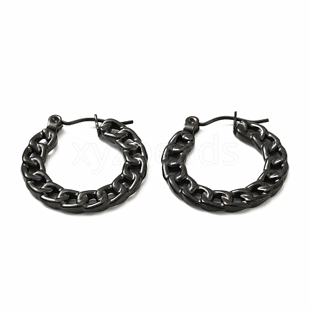 Ion Plating(IP) 304 Stainless Steel Curb Chain Shape Stud Earrings for Women EJEW-F283-02EB-1