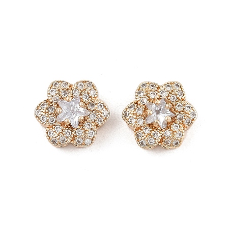 Rack Plating Brass Micro Pave Cubic Zirconia Beads KK-F879-02G-01-1