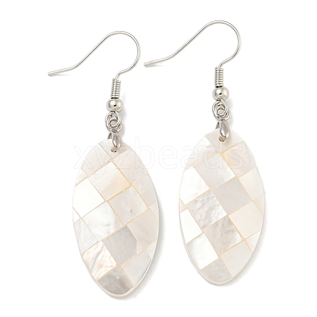 Rack Plating Brass Natural White Shell Dangle Earrings EJEW-N055-52K-1