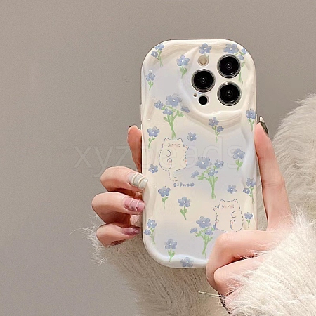 Tulip Cat Pattern TPU Plastic Mobile Phone Cover PW-WGD8F46-02-1