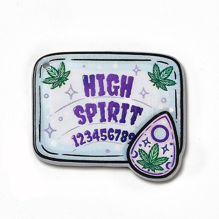 Weed Pattern Theme Printed Oqaque Acrylic Pendants MACR-G061-05A-1