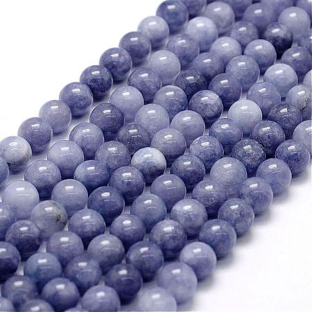 Natural White Jade Imitation Aquamarine Beads Strands G-F364-15-8mm-1