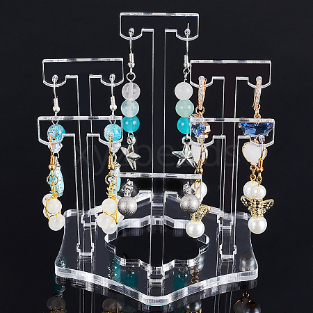 Transparent Acrylic T-Bar Riser Earring Display Stands EDIS-WH0021-03B-1