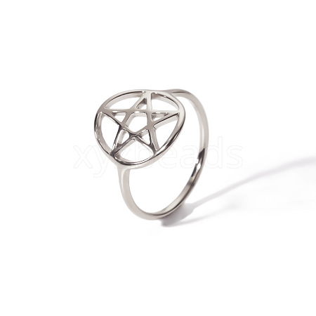 Stainless Steel Hollow Lucky Star Ring Women Fashionable Durable Ring EU4995-3-1