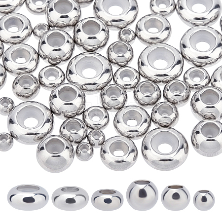 DICOSMETIC 60Pcs 6 Style 201 Stainless Steel Beads STAS-DC0004-89-1