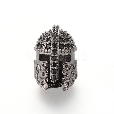 Brass Micro Pave Cubic Zirconia Gladiator Helmet Beads ZIRC-S053-YS042B-4-1