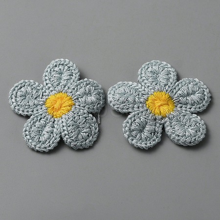 5-Petal Flower Shape Two Tone Crochet Appliques DIY-WH0399-61E-1