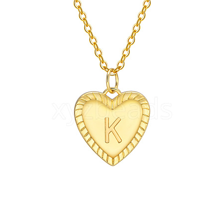 Golden Tone Brass Cable Chain Letter Heart Pendant Necklaces for Women PW-WG67FD6-11-1