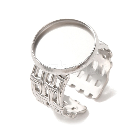Woven Bezel 304 Stainless Steel Cuff Ring Components SA-CBAD8FA-01P-04-1
