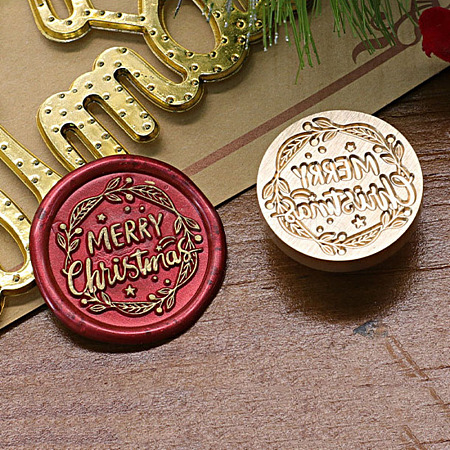 Merry Christmas Series Wax Seal Brass Stamp Head AJEW-M037-01G-05-1