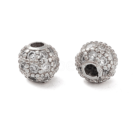 Round Brass Micro Pave Cubic Zirconia Beads ZIRC-N016-01P-4MM-1