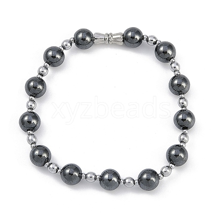 Synthetic Non-magnetic Hematite Beaded Stretch Bracelets for Women Men BJEW-F480-02C-1