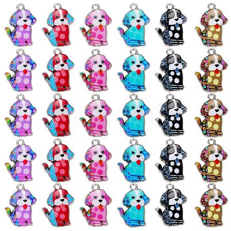30Pcs 6 Colors Alloy Enamel Pandants ENAM-SZ0004-18-1