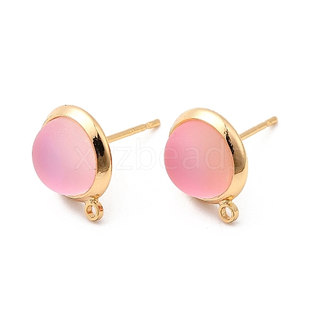 Brass Glass Stud Earrings KK-F916-05G-1